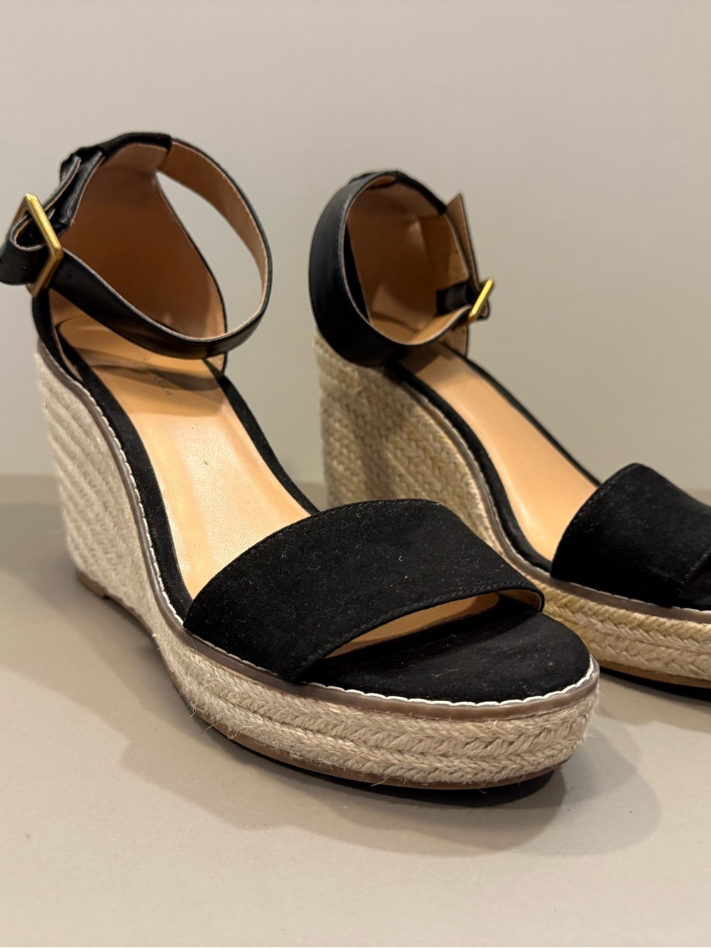 Banana Republic Black Espadrille Platform Wedge Sandals